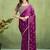 Mahalasa Wine Floral Thread Work Pure Chiffon Saree With Stitched Blouse
