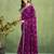 Mahalasa Wine Floral Thread Work Pure Chiffon Saree With Stitched Blouse