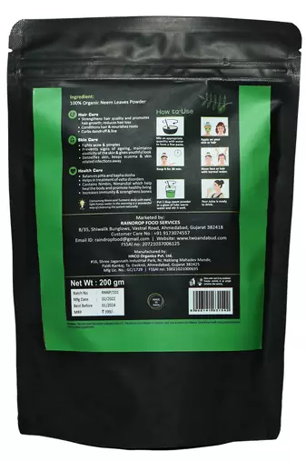 100% Organic Pure & Natural Neem Leaves Powder Hair Care and Skin Cleanser (Pack of 1, 200g)