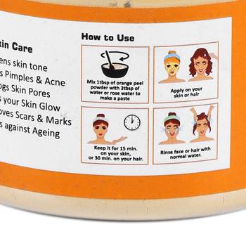 Pure & Natural Orange Peel Powder For Men Women Skin and Hair cleanser (Pack of 3, 300g) 3