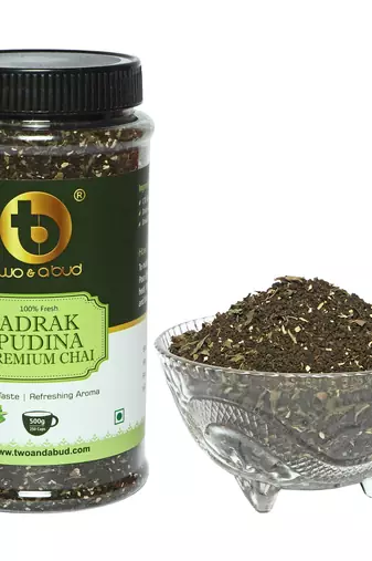 Adrak Pudina Premium Chai|Strong CTC Leaves blended with Ginger and Mint|500 g (250 cups)|Pack of 2