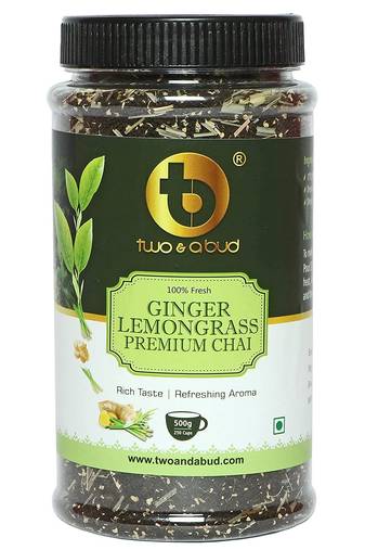 Ginger Lemongrass Premium Chai|Strong CTC Leaves blended with Ginger and Lemongrass|500 g (250 cups)|Pack of 2