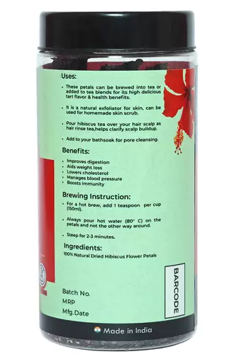 Two & A Bud Hibiscus Flower Tea | Caffeine free Herbal Tea | Syrups, Cocktails, Iced Tea | 80 g