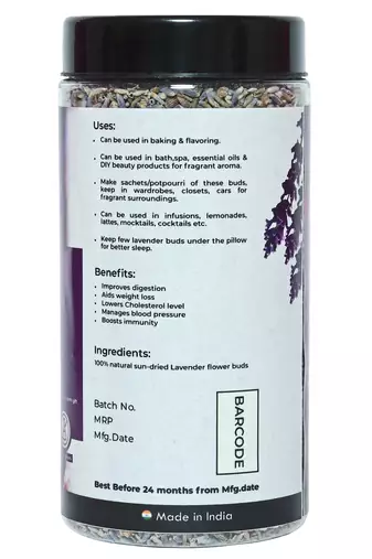 Lavender Buds Tea|Syrups, Iced Tea, Cocktails, Soap making|Caffeine free Herbal Tea|120 g - 120 cups