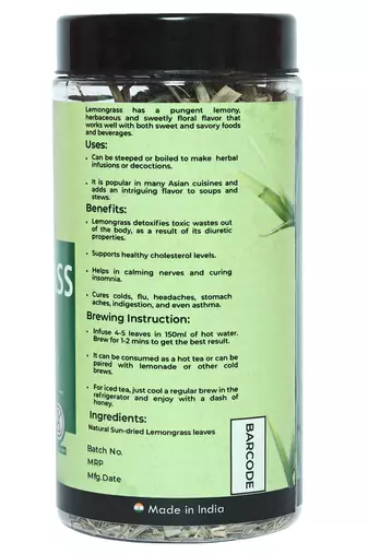 Two & A Bud Lemongrass Tea | Caffeine free Herbal Tea | Boosts metabolism | 50 g - 25 cups