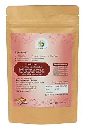 Two & A Bud Assam Masala Chai | Strong flavour | Boosts Immunity | Enriched with 6 spices (100g)