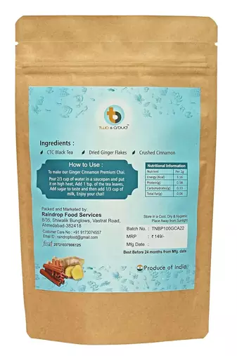 Ginger Cinnamon Premium Chai | Strong flavour | Boosts Immunity | Enriched with spices (100g)