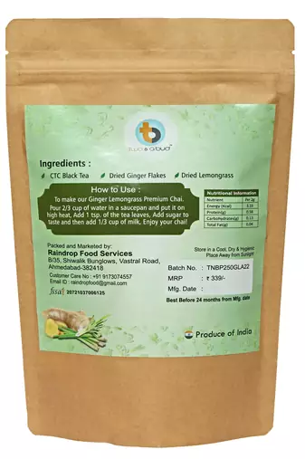 Ginger Lemongrass Premium Chai | Strong flavour | Boosts Immunity | Enriched with spices (250g)
