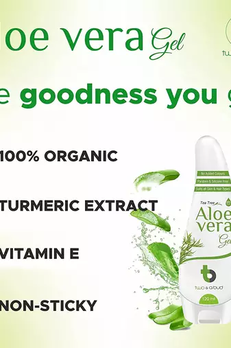 99% Pure Natural Tea Tree Aloe Vera Gel For All Types Of Skin & Hair To Hydrate and Soothes Irritated Skin