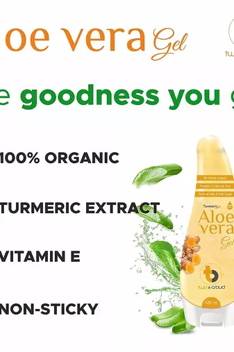 99% Pure Natural Turmeric Aloe Vera Gel For All Types Of Skin & Hair To Hydrates and soothes irritated skin
