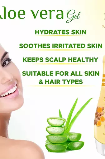 99% Pure Natural Turmeric Aloe Vera Gel For All Types Of Skin & Hair To Hydrates and soothes irritated skin