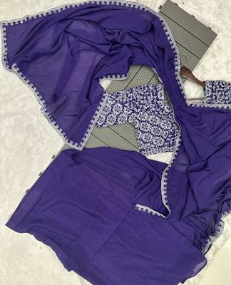 purple silk blend ready-to-wear saree with embroidered blouse 4