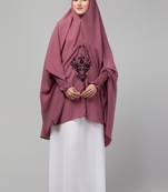 Janab E Aala One-Piece Jilbab with Naqab Full Sleeve Knee-Length Nida Fabric Plum Color