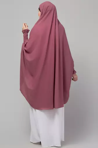 Janab E Aala One-Piece Jilbab with Naqab Full Sleeve Knee-Length Nida Fabric Plum Color