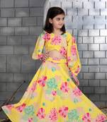 Sunny Delight: Yellow Chinon Silk Girl's Dress - Effortless Elegance for Every Occasion