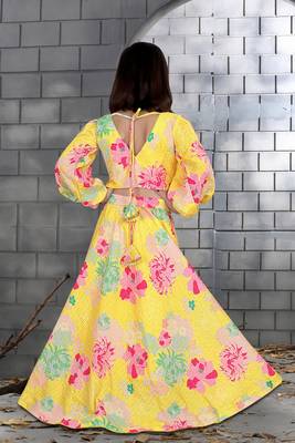 Sunny Delight: Yellow Chinon Silk Girl's Dress - Effortless Elegance for Every Occasion 3