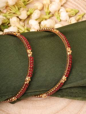 Rose Gold Plated-Plated Bangles Set with Gold Plated Stone Crosses 1