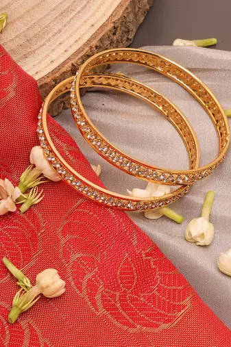 White Gold-Plated Bangles Set