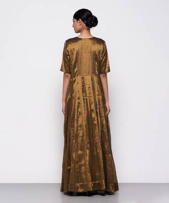 Handwoven copper anarkali gown 3