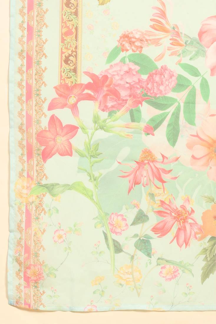 Women's Light Green Organza Embroidery Printed Salwar Suit Set