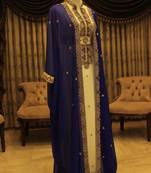 Blue & White Handcrafted Zari work Stitched Dress Georgette Kaftan Party Wear Wedding Dresses