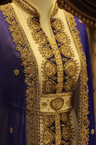 Blue & White Handcrafted Zari work Stitched Dress Georgette Kaftan Party Wear Wedding Dresses
