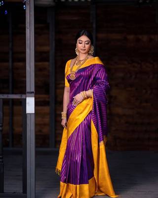 Magenta Banarasi Silk Saree With Blouse Piece 1