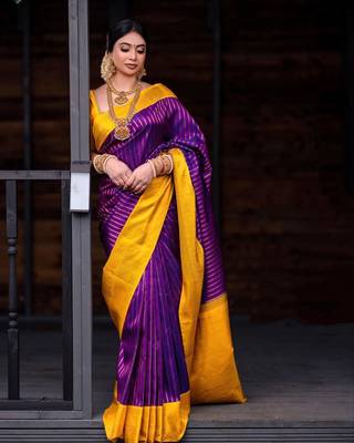 Magenta Banarasi Silk Saree With Blouse Piece 2