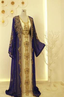 Blue and Warm White Reception Kaftan for Women 1