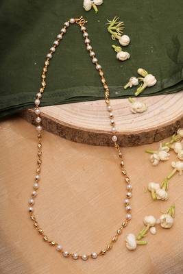 White Gold Beaded Necklace 1