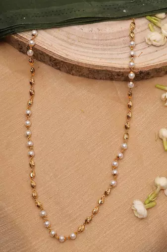 White Gold Beaded Necklace