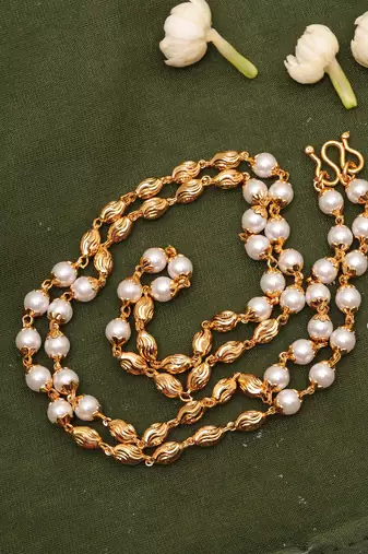 White Gold Beaded Necklace
