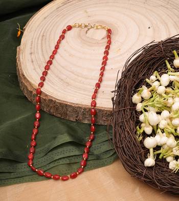 Gold-Plated Necklace with Red Stones 2