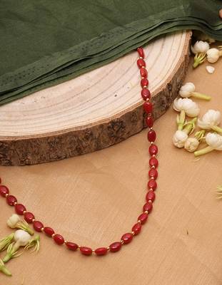 Gold-Plated Necklace with Red Stones 3
