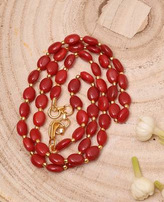 Gold-Plated Necklace with Red Stones 1