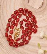 Gold-Plated Necklace with Red Stones