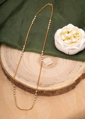 Gold Plated Necklace with White Gold Plated Beads 2