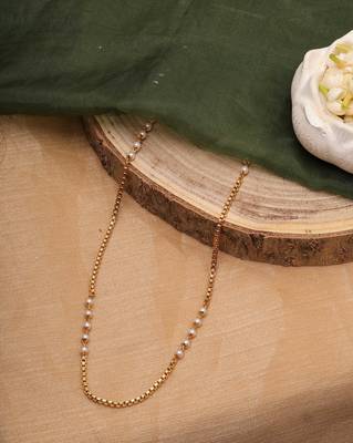 Gold Plated Necklace with White Gold Plated Beads 3