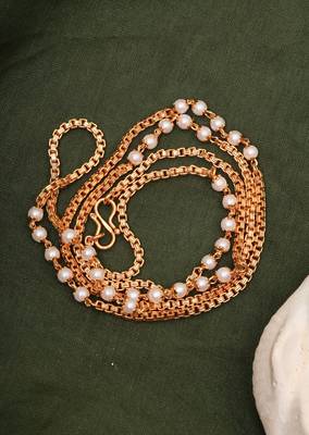 Gold Plated Necklace with White Gold Plated Beads 1