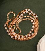 Gold Plated Necklace with White Gold Plated Beads