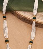 Necklace with White Beads and Green Stones