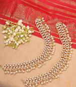 Traditonal Gold Plated Bridal Anklet with Dangler Pearls