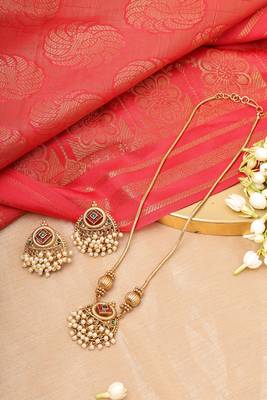Gold Plated Necklace Set With Earrings 1