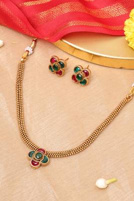 Gold Plated Long Necklace Set 1