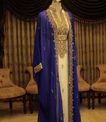 Blue and White Georgette Zari Work Kaftan