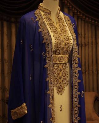 Blue and White Georgette Zari Work Kaftan 2