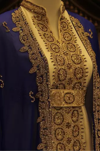 Blue and White Georgette Zari Work Kaftan