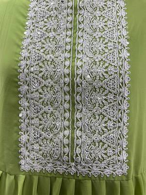 Green georgette sequins work semi-stitched pakistani trouser suit 4