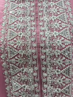 Pink georgette sequins work semi-stitched pakistani trouser suit 4