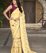 Manohari Yellow Poly Georgette Sequence And Embroidery Saree With Blouse Piece